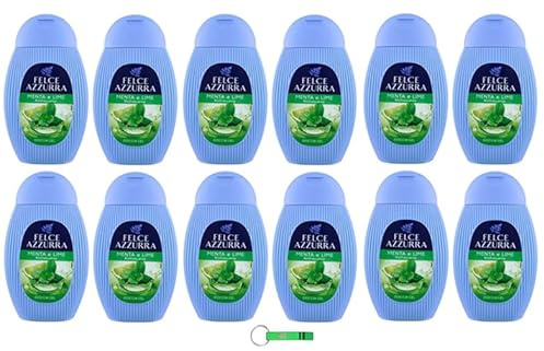 12 gel doccia Felce Azzurra menta e lime/inconfondibile profumo Doccia Gel 250 ml + portachiavi Beni Culinari