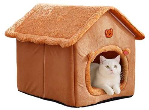 Hitburu Cama Cueva para Gatos,Lavable Cálido con Cojín Extraíble | Cama Casa para Gatos y Invierno Interior | para Cachorros Invierno Dormitorio Sala Balcón Apartamento Decoración