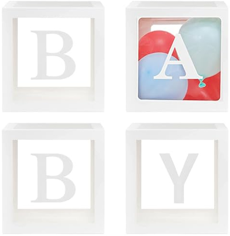 Baby Boxes for Baby Shower, Balloon Boxes for Party Decorations, 4 Pack Baby Box Gift Set with Balloons, Perfect for Baby Showers and Gender Reveals
