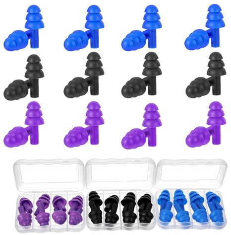 Nogeqi 12 Paar Silikon Ohrstöpsel Schwimmen Mit Tragbar Box, Ohrenstöpsel Schlafen Wiederverwendbare Earplugs Wasserdichte Zum Schnarchen, Geräuschreduzierende Für Arbeit, Studium, Laute Orte