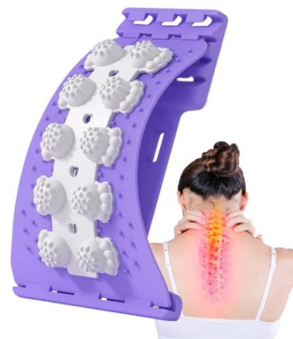 Camilla de columna lumbar ajustable para aliviar el dolor de espalda baja, relajante de espalda de yoga de 4 niveles, dispositivo de soporte para escoliosis, corrector de postura y tabla de masaje de