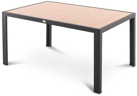 Raburg Garten-Esstisch Keramik 147 × 95 cm in Holzoptik mit Alugestell Anthrazit, pflegeleichter, wetterfester Gartentisch, stabile Keramikoberfläche - ideal für den Außenbereich | SenS-Line Pronto