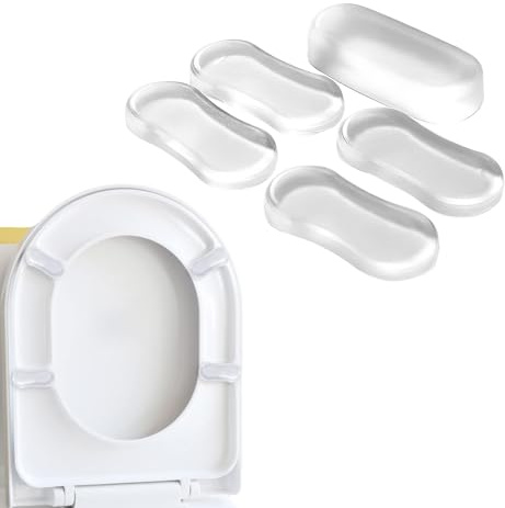 MNYXIS 5 Pcs Amortiguadores Para Asiento De Wc, Asiento Inodoro, Topes Para Tapa De Inodoro, Bisagras Tapa Wc, Amortiguador Tapa Wc, Gomas Autoadhesivas,Repuestos Para Tapa De Wc, Reduce Ruido, Blanco
