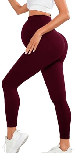 Mateju Leggins Premama Embarazada, Cintura Alta Elásticos Suave Leggins Embarazada Mujer, Pantalon Premama Ropa Maternidad Pantalones Ideal para Hogar, Yoga, Deporte
