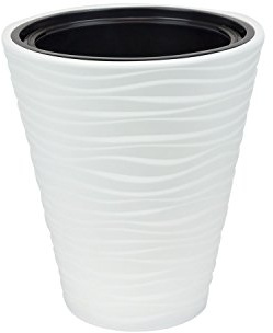 Form Plastic blomkruka blomkruka inkl insats vit struktur våld glans H 39 cm Sahara Kruka Inomhus