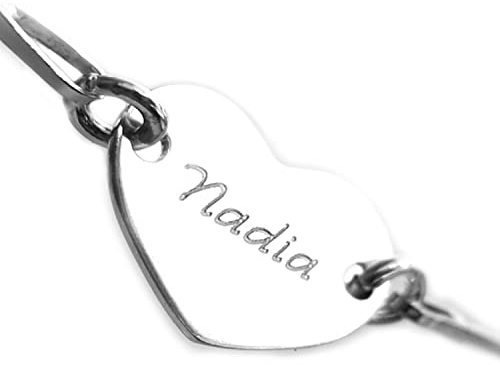 LATIGGA Individuelles Armband mit Gravur – 925 Sterlingsilber – zarter Herzanhänger – Geschenk für Sie