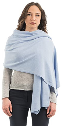 DALLE PIANE CASHMERE Stola Donna Misto Cashmere Lana - Cielo