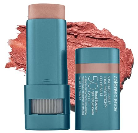 Colorescience Sunforgettable Total Protection Color Balm SPF 50, Mineral, Broad Spectrum, Buildable Lip & Cheek Color, Blush, 0.32 Ounce (Pack of 1)
