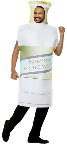 Smiffys Tonic Bottle Costume, White All In One, Funny Fancy Dress, Food/Drink Dress Up Costumes