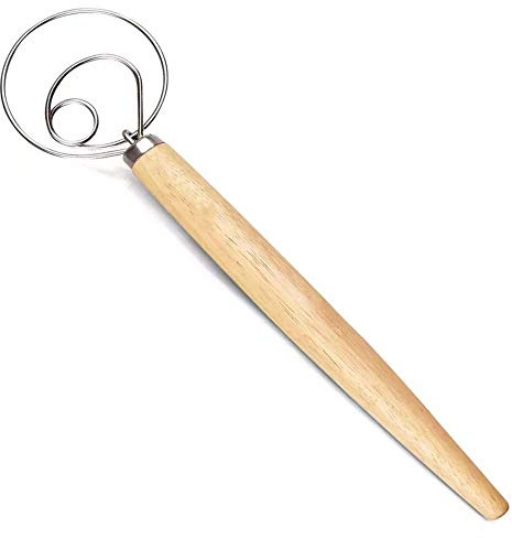 Mayhow Stainless Steel Danish Dough Hook Bread Dough Mixer Hand Bread Dough Whisk for Pastry, Baking Cake, Dessert, Sourdough, Pizza, 13 inch