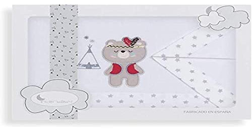 Interbaby Set di lenzuola da miniculla TIPI OSO in bianco e grigio - 450 g