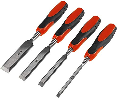 Stechbeitel Set 4 Größen 6, 12, 18, 24mm CRV Holzmeißel | Arbeiten mit Holz, Schnitzerei, Zimmerei, Tischlerei