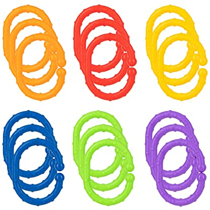 Nuby Linkables - barnvagnskedja, fästband för barnvagnar, bilsäten och resor – 18 stycken