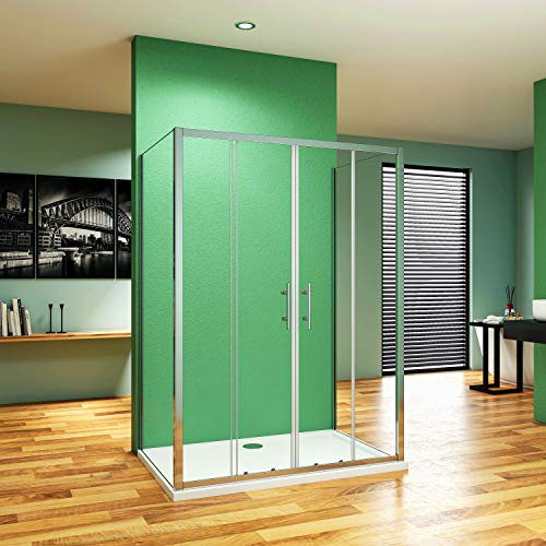Aica Sanitär U Form duschkabine 140x70x70cm Dusche U-Kabine Schiebetür Sicherheitsglas H190cm