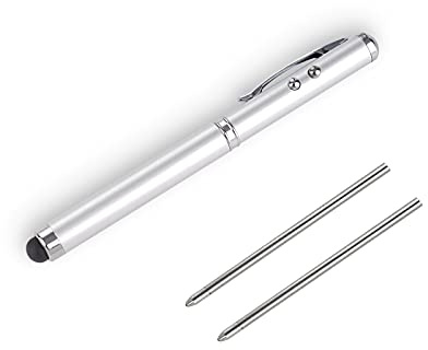 Metall-Multifunktionsstift, Touchscreen-Eingabestift, Taschenlampe mit weißem Licht, kreative Weihnachts- und Geburtstagsgeschenke (1 Silber)