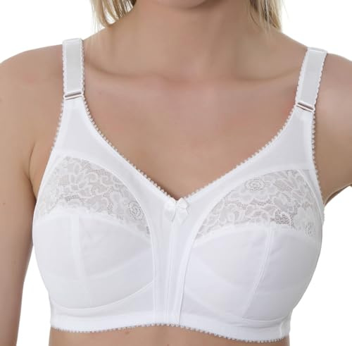 Gemm Womens White Plus Size Non Wired Firm Hold Lace Non Padded Support Bra UK (lg876wht)