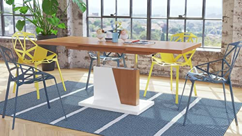 Mazzoni Grand Noir Couchtisch ausziehbar höhenverstellbar 120/180cm in Erle/Weiß matt modern vielseitig Wohnzimmertisch Esstisch Beistelltisch Sofatisch platzsparend hochwertig Wohnzimmer
