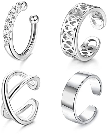 YADOCA 4 Piezas Pendientes de Plata de Ley 925 Ajustables para Mujeres y Hombres