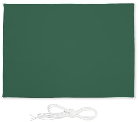Relaxdays Toldo Vela, 3,5x4,5 m, Tamaño a Elección, Repelente al Agua, con Cuerdas, Sombreo, Terraza, Balcón, Verde