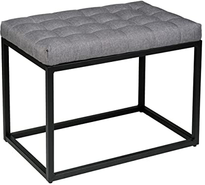 WENKO Sitzbank Amandola mit Polster, Bank mit grauem Sitzpolster und schwarzem Gestell aus rustikalem Stahl ideal für Schlafzimmer, Diele und Nischen, 59 x 45,5 x 39 cm, belastbar bis 120 kg