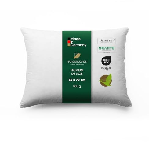 Hanskruchen Premium de Luxe Trösterchen Daunenkissen 50x70 cm - Made in Germany Daunen Kuschelkissen aus 100% Baumwolle - 90% Daunen 10% Federn Kopfkissen für Allergiker