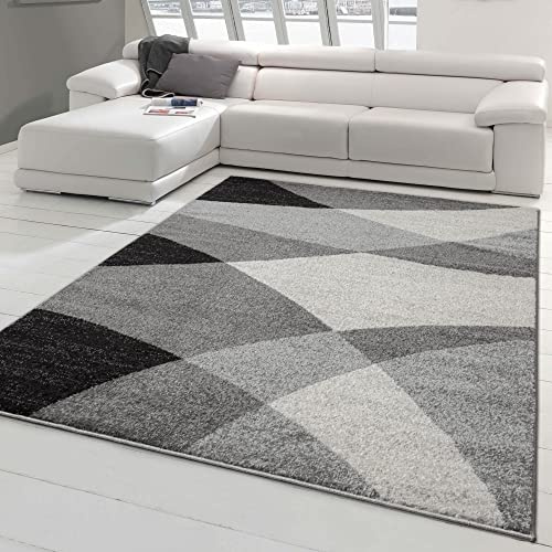 Teppich-Traum Kurzflor Teppich Abstrakt Creme Grau Modern Weich 160x220 cm | Pflegeleicht, schmutzabweisend, strapazierfähig, allergikerfreundlich, für Fußbodenheizung, Diele & Wohnbereich