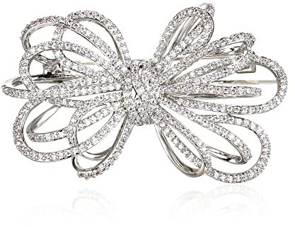 EVER FAITH Schleifenknote Brosche mit Zirkonia für die Party Elegante mehrschichtige Pin für Kleidung klar Silber-Ton