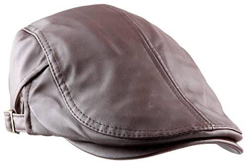 KYEYGWO PU Leder Schirmmütze für Herren, Gatsby Newsboy Flatcap Einstellbare Schiebermütze Freizeit Barette Cap Driving Cabbie Jagd Kappen Outdoor Zeitungskappe