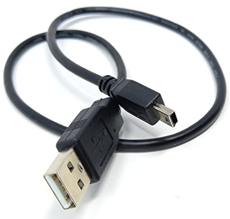 DRUT 50cm short Mini USB to USB 24AWG 2.0 Hi-Speed 2.0 A-Male to Mini-B 5pin Cable Power & Data Lead 1.6ft Black Nickel Connectors