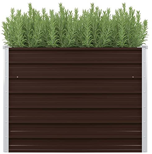 Keketa Hochbeet Pflanzkasten Gartenbeet Frühbeet Gemüsebeet Pflanzkasten Blumenbeet Blumenkasten Hochbeet für Garten Balkon Terrasse Braun 100 x 40 x 77 cm Verzinkter Stahl