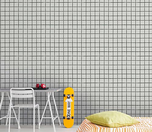 New Walls Tapete kariert schwarz weiß Kästchen Vliestapete im Landhausstil | 10,05 x 0,53 m