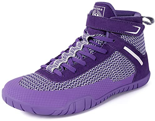Women Wrestling Shoes Boxing Shoes Fitness Sneakers Zero Drop Sole Purple