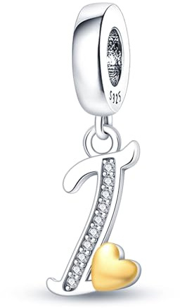 A-Z Alphabet Charms Anhänger silber 925,Bead Charms für Damen, Kompatibel mit europäischen Armbändern und Halskette