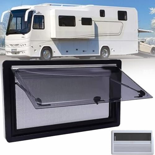 DPQYJPP Motorhome Window, Side Window, RV External Push Window, Caravan Window with Integrated Roller Blind and Fly Screen, For Caravan Van Camper, 70° Opening Angle,900mm*500mm