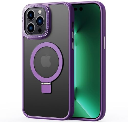 Magnetico Cover Compatibile con iPhone 14 Pro Max,Traslucida Matte Sottile Custodia con Supporto ad Anello,Viola