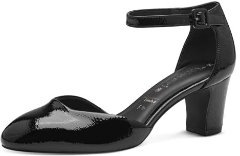 Tamaris Damen Pumps Blockabsatz Vegan; Black PATENT, EU 39
