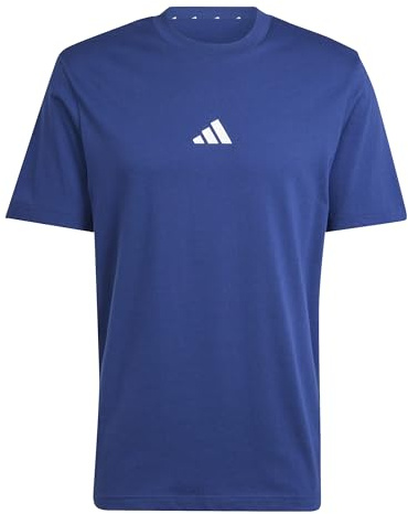 adidas Homme Essentials Small Logo Single Jersey Shirt, Dark Blue/White, L