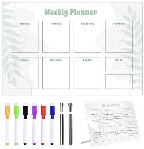 Petits tableaux blancs secs en acrylique avec support et 6 marqueurs, 30,5 x 20,3 cm, pour l'école, la maison, le bureau, la salle de classe