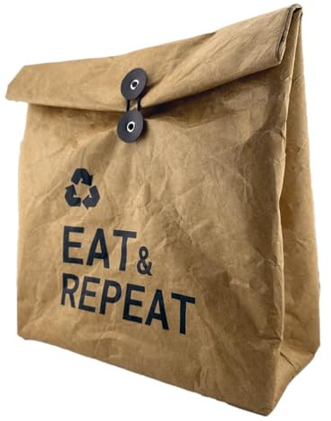 Romneys Nachhaltiger Lunchbag Eat & Repeat – Stylischer Frühstücksbeutel aus Tyvek, Aluminiumfolie und EPE-Schaum |Ideal für die Arbeit, Schule, Picknick, Wandern und Reisen