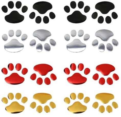 8 paia Zampette adesive ADESIVI PER AUTO MOTO CASCHI - adesivi zampa di cane, Adesivi Zampe Cane Gatto 3D per Auto Esterni | Stickers Autoadesivi Impronte per Macchina Decalcomanie - 4 colori