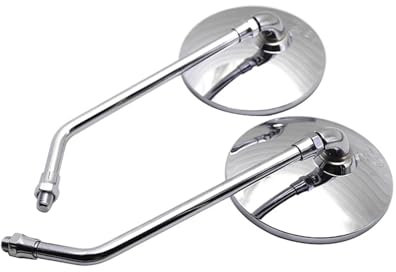 Lenkerendenspiegel Motorrad Rückspiegel 8 10MM Universal Runde Spiegel Für VTX1300 Für Shadow VT1100 VT750 750 600 Für Royal Für Enfield Motorrad Rückspiegel(Chrom)