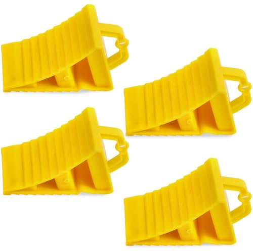 GAsupply 4 Stück Unterlegkeil aus Kunststoff mit Griff Radkeil Bremskeil für PKW, Anhänger, Wohnwagen, Wohnmobil