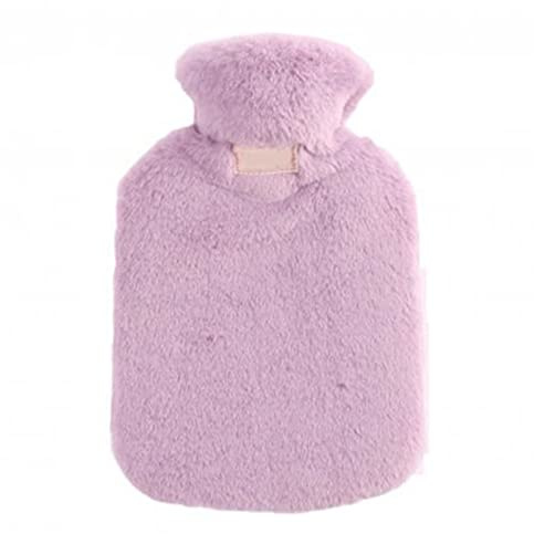 Wärmflasche 800ml heiße Wasserflasche im Winter, um im Winter warm und weich zu bleiben Wärmflasche mit bezug(Purple)