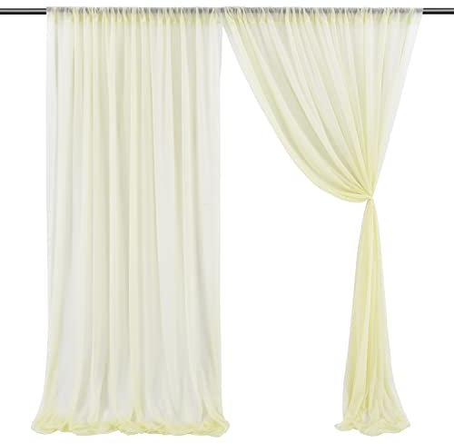 Anevous 1 Stück 0,75x3 m Hochzeit Vorhang Hochzeitsbogen, Querbehang Gardinen Vorhang, Gardinen Dekoration für Hochzeitsfeier, Babyparty Party, Torbogen Zeremonie, Bühnendekoration,Gelb