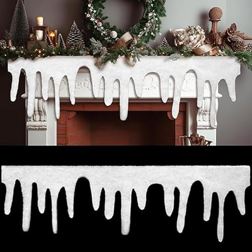 Guirlande de stalactites de neige artificielles pour travaux manuels, rideau de neige, crèche de Noël, stalactites douces et blanches à franges
