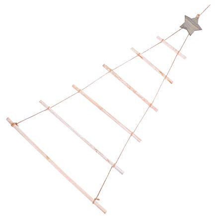 KICHOUSE Holzleiter Weihnachtsdeko Zweig Hängen Rustikal Weihnachtsbaum Wandhänger Adventskranz Deko Geschenk