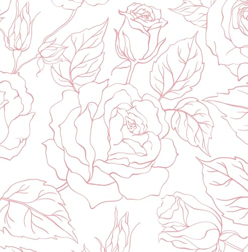 CiCiwind Self Adhesive Wallpaper Floral Contact Paper White Pink 17.32''×118.11'' Waterproof Peel and Stick Wallpaper Flower Stick on Wall Paper Removable Vinyl Wrap for Wall Furniture Kitchen Worktop