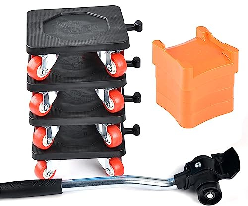 Furniture Movers with 4 Wheels, 9 Set Furniture Lifter Tool Furniture Dolly Appliance Roller Sliders for Sofa, Fridge, Cabinet, 360° Rotatable(Black)
