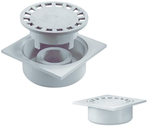 Zeker Siphon de Cour Gris - Siphon de Sol, Bonde de Sol (200 x 200 mm)