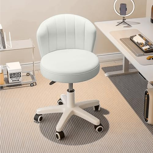 HDHNBA Cute Chair Armless,Vanity Chair with Wheels,Small Desk Chair, Adjustable Rolling Swivel forHome Office,Bedroom